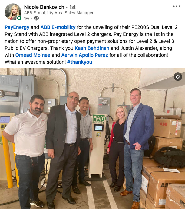 PayEnergy and ABB   E-mobility  unveiling of PE250 Dual Level 2 Pay Stand