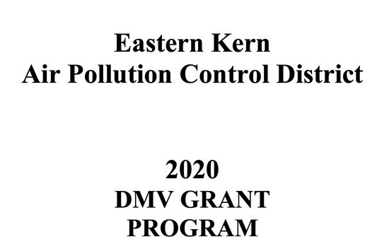 Eastern Kern Air Pollution Control District 2020 DMV GRANT PROGRAM