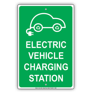 Electric Vehicle Charging Station Reserved EV Parking Spot Aluminum Metal Sign
